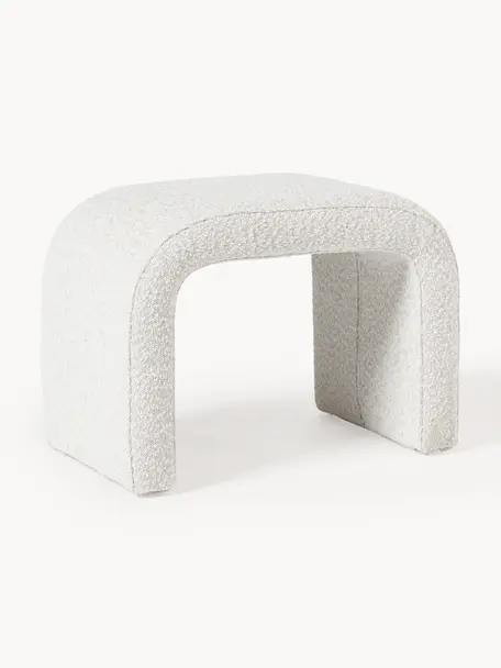 Tabouret en tissu bouclé Pénélope, Bouclé blanc cassé, larg. 61 x haut. 46 cm