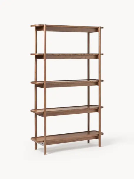 Scaffale alto in legno Libby, Ripiani: compensato con rivestimen, Piedini: legno massiccio di querci, Legno scuro, Larg. 120 x Alt. 190 cm