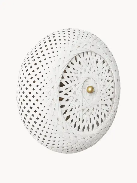 Kinkiet z drewna bambusowego Evelyn, Kremowobiały, odcienie złotego, Średnica: 25 cm Głębokość: 10 cm