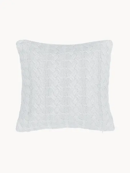 Housse de coussin tricotée 40x40 blanc Caleb, 100 % coton peigné, Blanc, larg. 40 x long. 40 cm