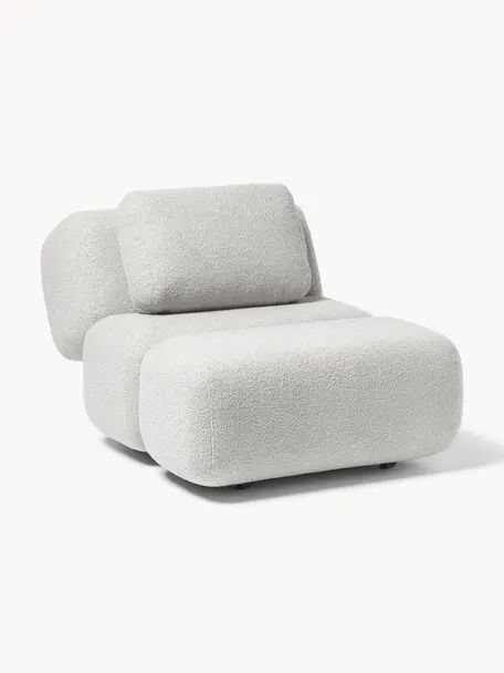 Fauteuil en tissu bouclé Caterpillar, Peluche gris clair, larg. 82 x haut. 118 cm