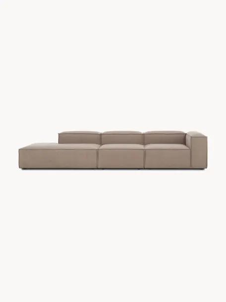 Modulare XL-Ottomane Lennon, Bezug: 100 % Polyester Der strap, Gestell: Massives Kiefernholz FSC-, Webstoff Taupe, B 357 x T 119 cm, Rückenlehne rechts