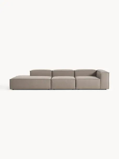 Diván modular grande Lennon, Tapizado: 100% poliéster Alta resis, Estructura: madera contrachapada de p, Patas: plástico Este producto es, Tejido gris pardo, An 357 x F 119 cm, reposabrazos derecho