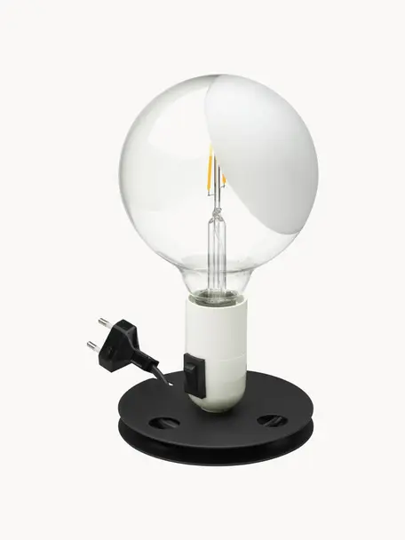 Lampada da tavolo piccola Lampadina, Paralume: vetro, Struttura: plastica, metallo rivesti, Bianco, Ø 15 x Alt. 25 cm