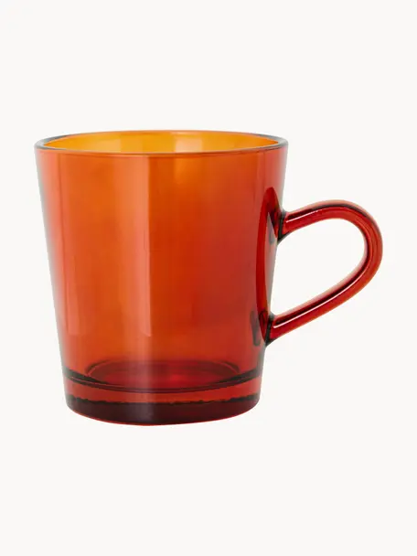 Tazas de vidrio 70's, 4 uds., Vidrio, Ámbar transparente, Ø 8 x Al 8 cm, 200 ml