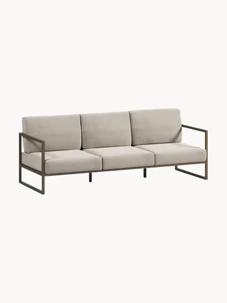 Garten-Loungesofa (3-Sitzer) Comova, Bezug: 100 % Polyester, Gestell: Metall, pulverbeschichtet, Webstoff Hellbeige, Olivgrün, B 225 x T 85 cm