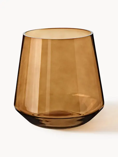 Ručně foukaná skleněná váza Joyce, Sklo, Světle hnědá, Ø 16 cm, V 16 cm