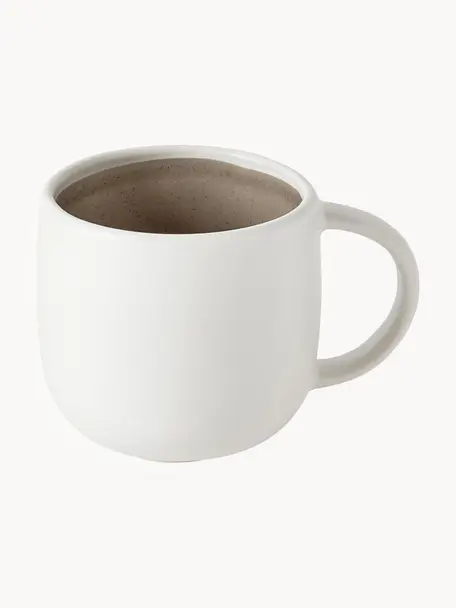Tasses à thé Ginger, 4 pièces, Grès cérame, Blanc cassé, beige, Ø 12 x haut. 9 cm