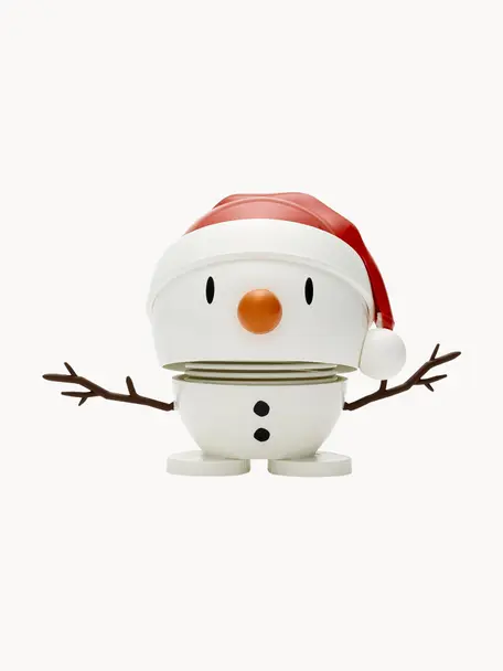 Decoratief object Santa Snowman, Kunststof, metaal, Wit, rood, zwart, B 7 x H 6 cm