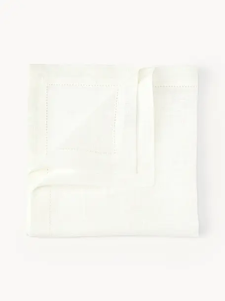 Serviettes de table en lin, avec ourlet Alanta, 6 pièces, Blanc cassé, larg. 42 x long. 42 cm