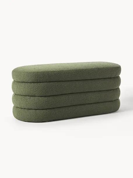 Banquette en tissu bouclé Alto, Bouclé vert foncé, larg. 110 x haut. 47 cm