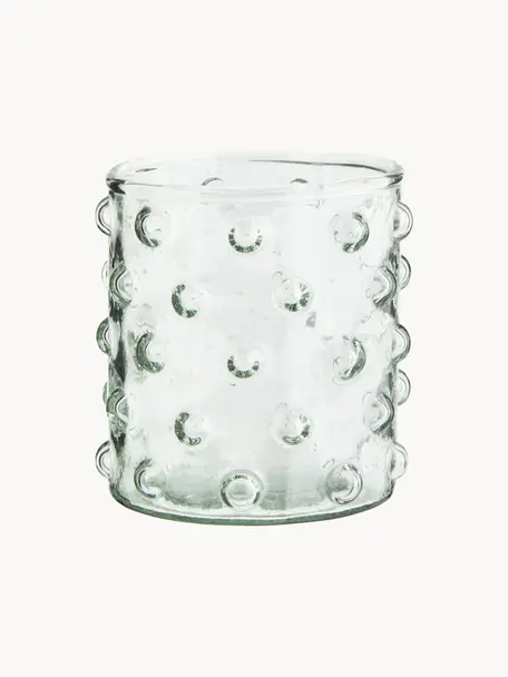 Mundgeblasene Wassergläser Spike mit Reliefmuster, 6 Stück, Glas, mundgeblasen, Transparent, Ø 8 x H 9 cm, 300 ml
