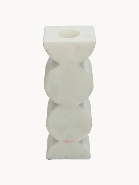 Svícen v mramorovém vzhledu Kinga, Polyresin, Tlumeně bílá, Š 8 cm, V 16 cm