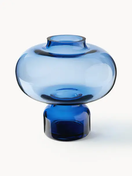 Mundgeblasene Vase Nicola, H 20 cm, Kalk-Natron-Glas, Blau, Ø 20 x H 20 cm