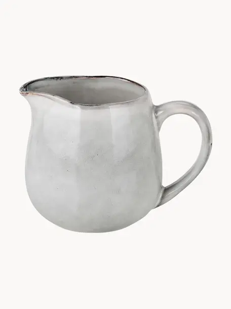 Pot à lait artisanal Nordic Sand, 300 ml, Grès cérame, Gris clair, chiné, Ø 12 x haut. 9 cm