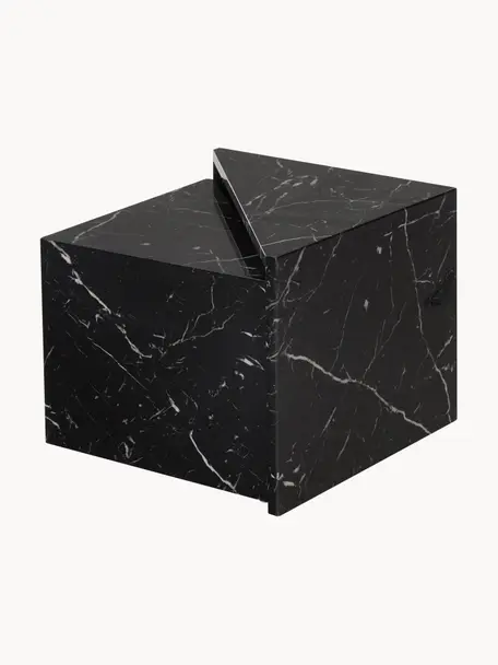 Set de mesas de centro en look mármol Vilma, 2 uds., Tablero de fibras de densidad media (MDF), cubierto en papel lacado, Aspecto mármol negro, Set de diferentes tamaños