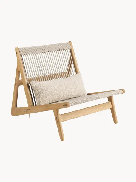 Fotel wypoczynkowy z drewna dębowego MR01 Initial, Stelaż: drewno dębowe olejowane, Drewno dębowe, jasny beżowy, S 65 x G 88 cm