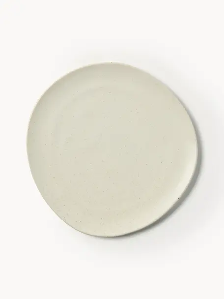 Assiette à dessert en grès Flow, Grès cérame, Blanc cassé, chiné, Ø 22 cm