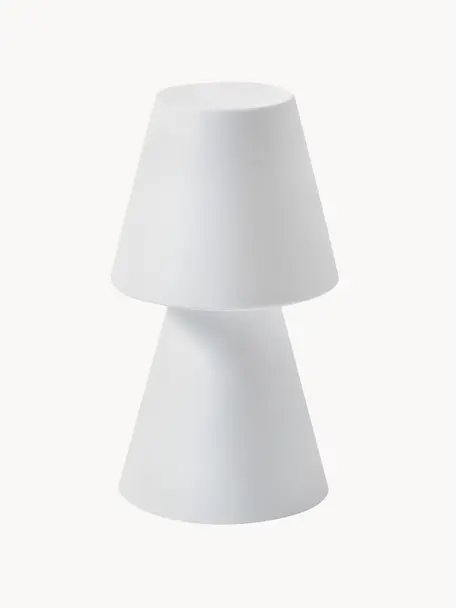 Lampada da tavolo da esterno portatile dimmerabile con cambio colore e telecomando Lola, Lampada: polietilene, Bianco, Ø 11 x Alt. 20 cm