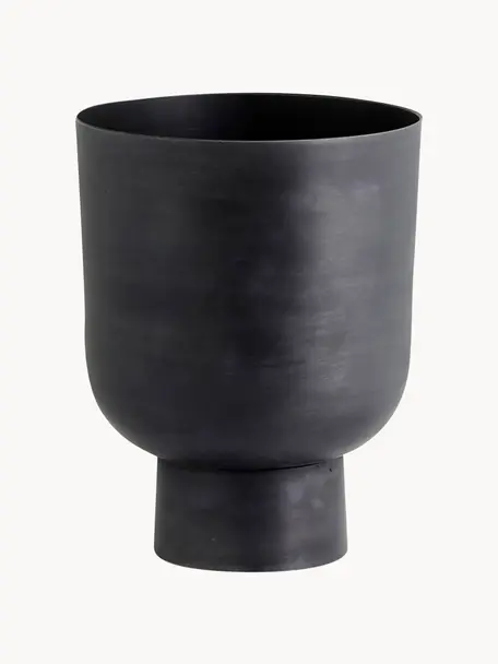 Petit cache-pot Galoa, Aluminium, enduit, Noir, Ø 24 x haut. 30 cm