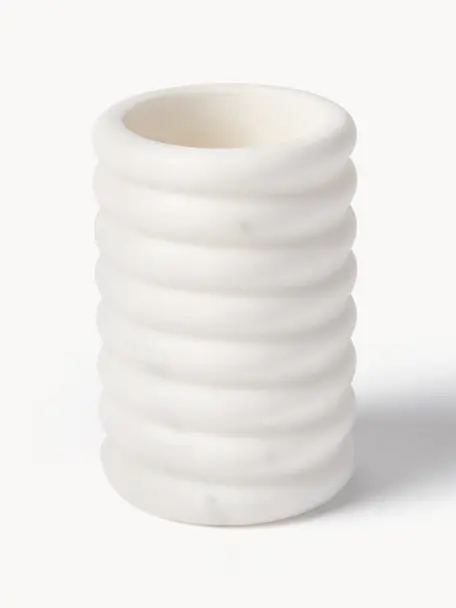 Vaso cepillo de dientes de mármol Orta, Mármol, Mármol blanco, Ø 8 x Al 12 cm