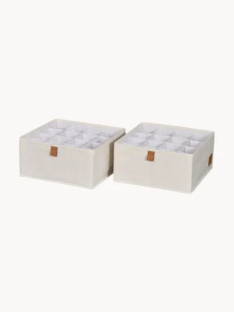 Aufbewahrungsboxen Premium, 2 Stück, Hellbeige, Braun, B 30 x T 30 cm