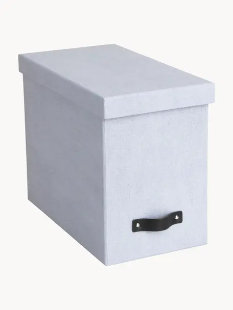 Caja organizadora Jahan, Caja: canvas, cartón rígido (10, Asa: cuero, Gris claro, marrón, L 19 x An 35 cm