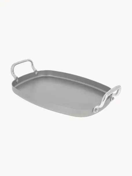 Grillpan Mineral B met bijenwas, Gewalst staal met bijenwas, Zilverkleurig, B 43 x D 26 cm