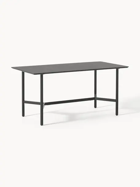 Tavolo da giardino effetto marmo Connor, Struttura: metallo laccato, Nero effetto marmo, nero, Larg. 160 x Prof. 85 cm