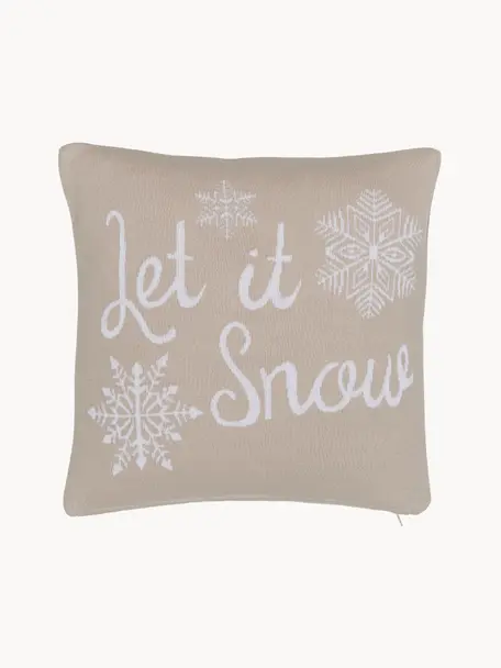 Poszewka na poduszkę Let It Snow, 100% bawełna czesana, Beżowy, biały, S 40 x D 40 cm