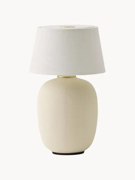 Lampe à poser avec port USB et intensité variable Torso, Blanc, beige sable, Ø 12 x haut. 20 cm