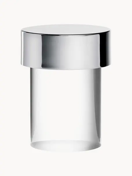 Kleine dimmbare Tischlampe Last Order, mobil, Lampenschirm: Kristallglas, Silberfarben, Transparent, Ø 9 x H 14 cm