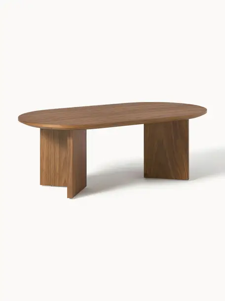 Oválny konferenčný stolík z dreva Toni, MDF-doska strednej hustoty s dyhou z orechového dreva, lakované

Tento produkt je vyrobený z trvalo udržateľného dreva s certifikátom FSC®., Orechové drevo, Š 100 x D 55 cm