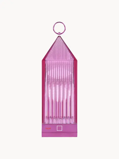 Prenosná exteriérová stolová LED lampa Lantern, Plast, Bledoružová, Š 10 x V 31 cm