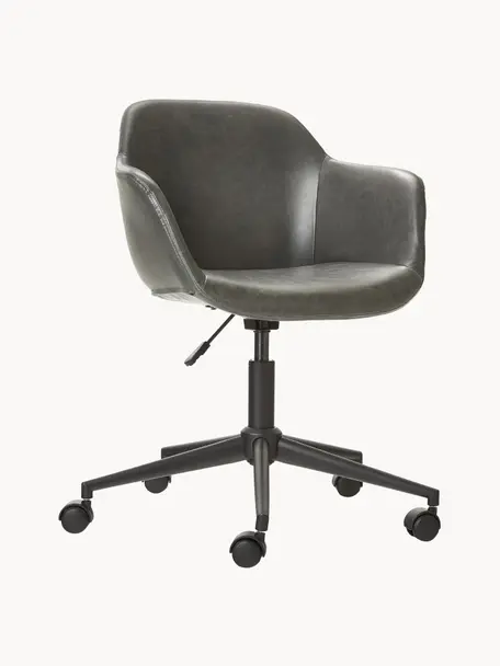 Kancelářské otočné křeslo z imitace kůže s úzkým skořepinovým sedákem Fiji, Šedá, Š 66 cm, H 66 cm