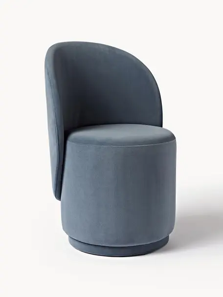 Fluwelen gestoffeerde stoel Zeyno, Fluweel (100% polyester), Fluweel grijsblauw, B 54 x H 82 cm