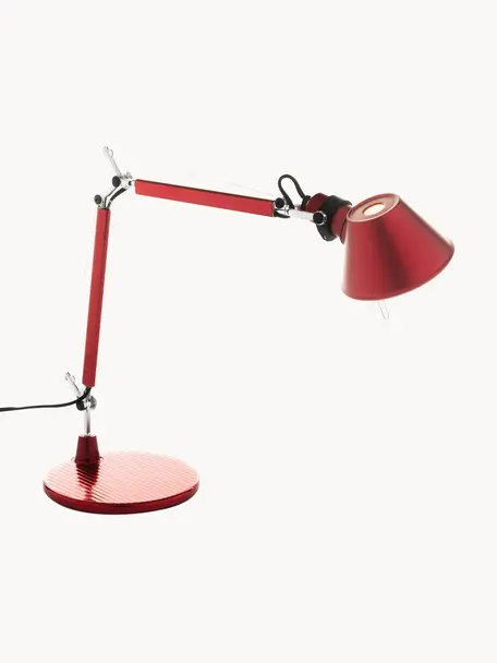 Verstelbare bureaulamp Tolomeo Micro, Rood, B 45 x H 37 - 73 cm