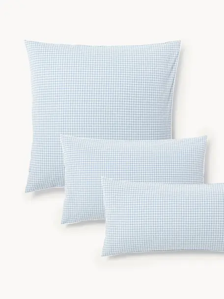 Funda de almohada de seersucker Davey, Azul claro, blanco, An 45 x L 110 cm