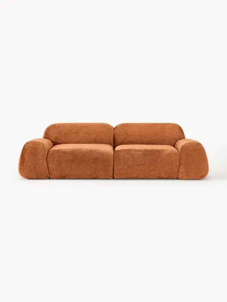 Modulares Sofa Wolke (3-Sitzer) aus Teddy-Bouclé, Bezug: Teddy-Bouclé (100 % Polye, Teddy-Bouclé Terrakotta, B 256 x T 118 cm