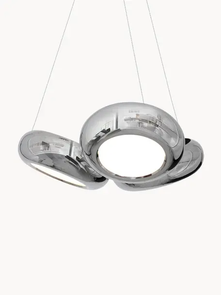 LED hanglamp Mercurio, handgemaakt, Zilverkleurig, Ø 56 x H 100 cm