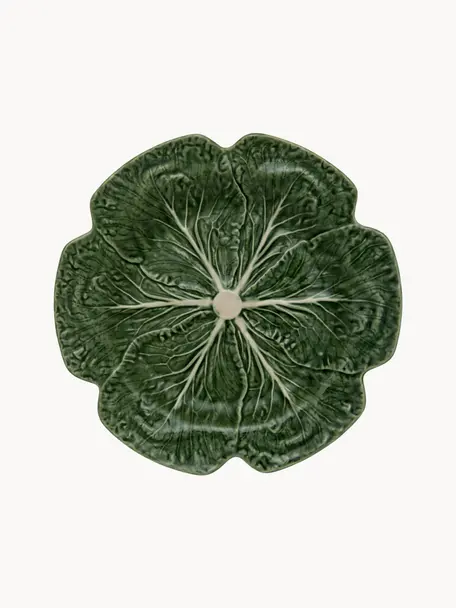Handbemalte Servierschüsseln Cabbage, 2 Stück, Steingut, Dunkelgrün, Ø 31 x H 14 cm
