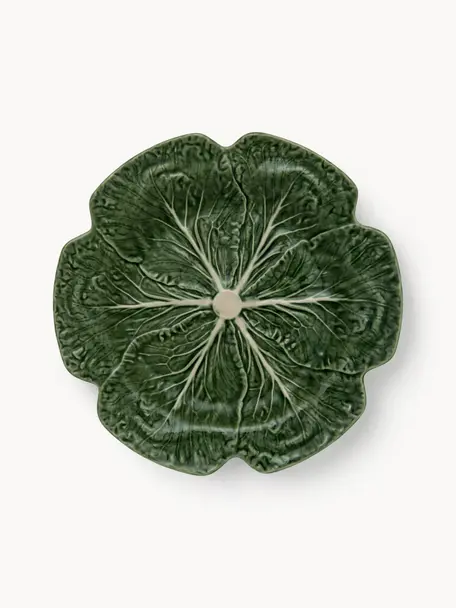 Ensaladeras artesanales Cabbage, 2 uds., Cerámica de gres, Verde oscuro, Ø 31 x Al 14 cm