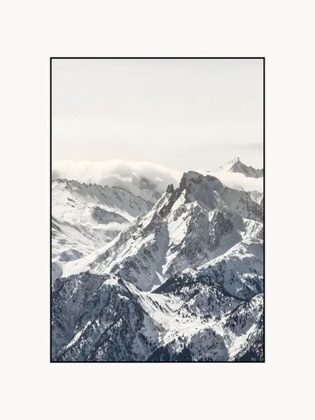 Zarámovaný digitální tisk White Mountain, Odstíny bílé a šedé, Š 70 cm, V 100 cm