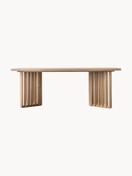 Houten eettafel Okayama, 200 x 100 cm, Tafelblad: MDF met eikenhoutfineer, Poten: massief eikenhout, Eikenhout, B 200 x D 100 cm