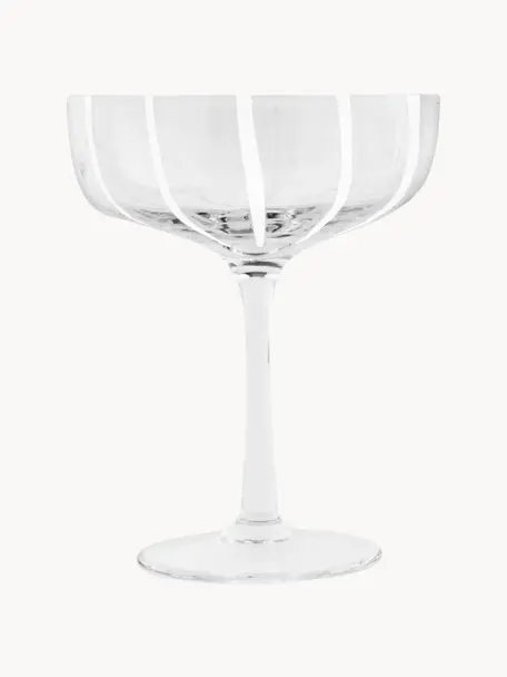 Copas pompadour de champán soplada artesanalmente Mizu, 2 uds, Vidrio, Transparente, blanco, Ø 11 x Al 14 cm, 230 ml