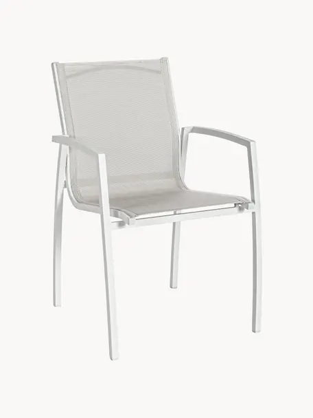Sedia da giardino Hilla, Seduta: plastica, Struttura: alluminio verniciato a po, Bianco, grigio, Larg. 57 x Prof. 61 cm