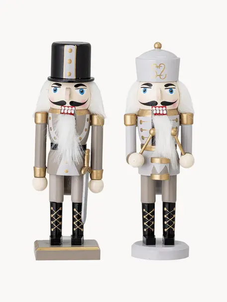 Sada dekorativních figurek Nutcracker, 2 díly, Potažené dřevo, Více barev, Š 6 cm, V 20 cm