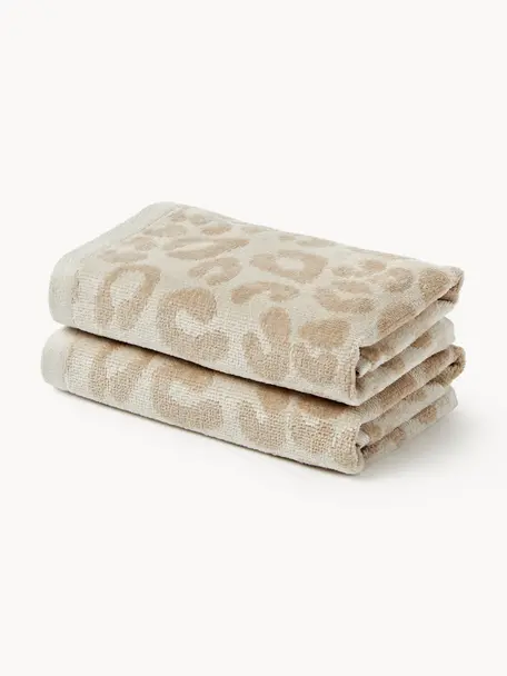 Handdoek Leo in verschillende formaten, Crèmewit, beige, Handdoek, B 50 x L 100 cm, 2 stuks