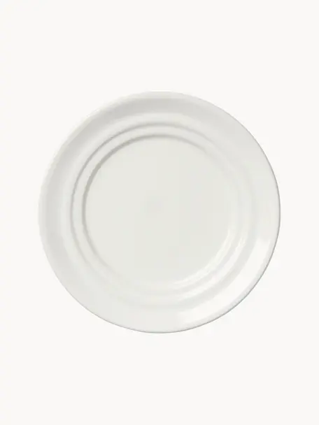 Ručne vyrobený dezertný tanier Stevns, Glazúrovaná kamenina, Lomená biela, lesklá, Ø 13 cm