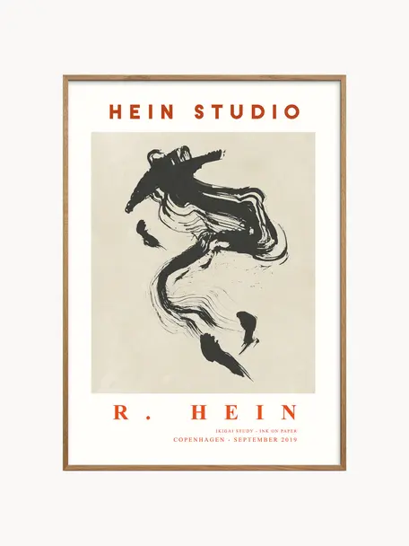 Poster Ikigai no. 02, Nero, beige, rosso scuro, Larg. 30 x Alt. 40 cm